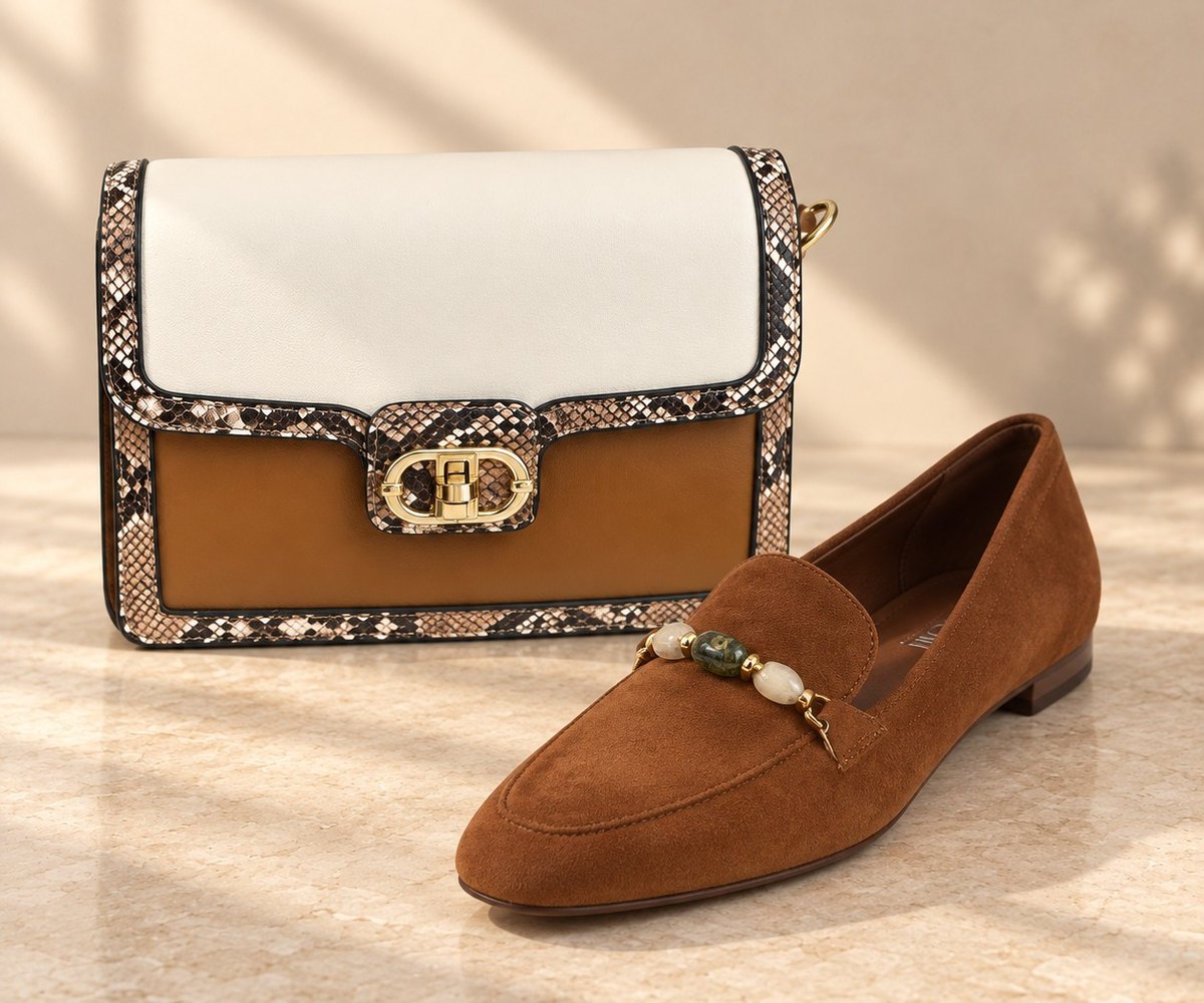 REAL + BOAT — the bag and the shoes photographed together